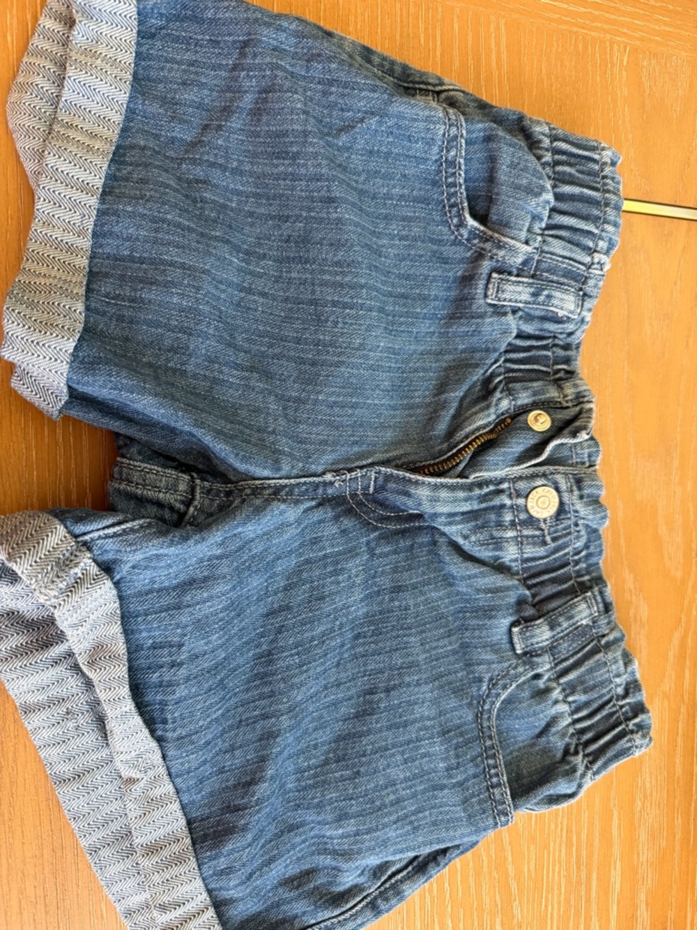 Lee Blue Denim Kids Shorts with Herringbone Cuffs